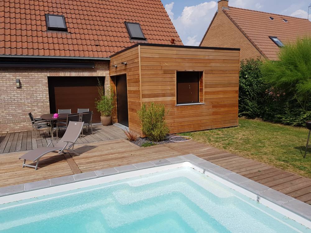 Extension toit plat Red-cedar a comines 